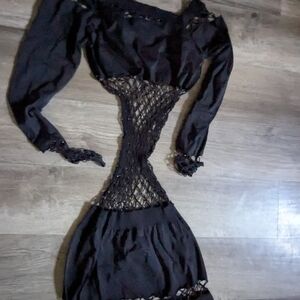 Black Mesh Long Sleeve Dress